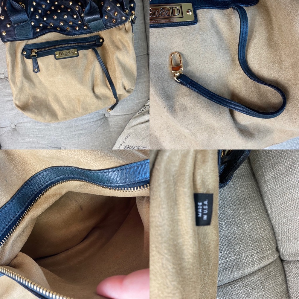 SOLD Be&D Garbo Studded Lamb Leather Satchel - Picture 14 of 15